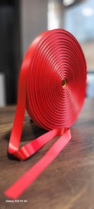Ruban en satin polyester rouge cramoisi personnalisé, en rouleau, vierge pour sérigraphie par transfert thermique, bande de matériau tissée étroite pour lanière - Product Image 2