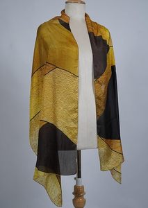 Écharpe en soie à imprimé abstrait pour femme, légère, douce, élégante, longue, pour un usage décontracté. - Product Image 5