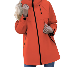 High quality Gray <b>Soft</b> <b>Shell</b> <b>Jacket</b> Long Zip Fly <b>Hooded</b> Waterproof Stand Collar Outdoor Wear Regular Fit Solid Color Polyester - Product Image 3