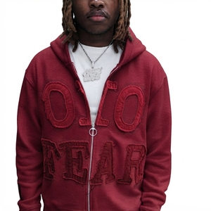 Sudadera con Capucha Negra para Hombre OLO FEAR, Estilo Urbano, Tejido de Algodón, Corte Holgado, Estampado Frontal con Letras, Ecológica - Product Image 3