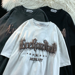 T-shirt en coton épais 300 g/m² de haute qualité pour homme, coupe oversize, streetwear, imprimé 3D en mousse, logo personnalisé, unisexe, style hip-hop, effet délavé - Product Image 1