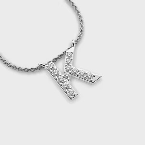 Collar con Colgante de Letra X Plateado en Plata, con Circonitas Cúbicas Engastadas, Aleación, Unisex, Clásico, para Uso Diario - Product Image 1
