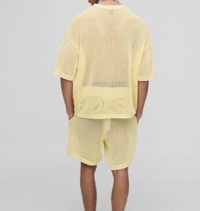 Ensemble décontracté homme été automne 2026 en molleton tricoté à séchage rapide, taille élastique, épaules tombantes, coupe oversize, avec logo personnalisé, en fibre de bambou, délavé à l'acide - Product Image 2