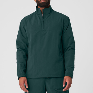 High Quality Two Piece Green Color Hooded Casual Jacket <b>Set</b> Drawstring Closure Breathable Unisex Nylon Polyester Streetwear - Product Image 1