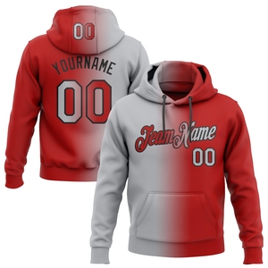 Sudadera con Capucha Deportiva de Moda, Diseño Nuevo, Personalizada, con Degradado Rojo, Gris y Negro, Venta Directa de Fábrica - Product Image 1