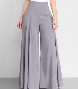 Pantalon de travail décontracté coréen taille haute droit uni en toile pour femme – Vente en gros - Product Image 2