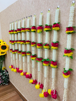 Mogra, Marigold & daun karangan bunga buatan karangan bunga pernikahan, pesta, dekorasi meriah Haldi India, tali latar belakang Mehndi