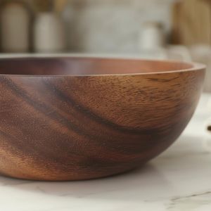 Tazón de Ensalada de Madera Hecho a Mano, Elegante Tazón Decorativo para Servir, Tazón de Madera de Acacia para Alimentos y Frutas, Tazón Redondo de Cocina para Verduras y Frutas - Product Image 6