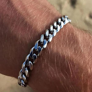 Bracelet Classique 5mm 7mm 9mm Chaîne Maille Cubaine Miami Épaisse en Acier Inoxydable 316 Plaqué Or 18 carats pour <span class=keywords><strong>Homme</strong></span>, Bracelet Chaîne Curb - Product Image 3
