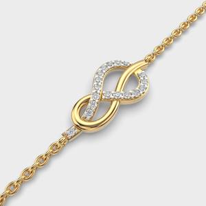 Pulsera de Oro Amarillo/Blanco/Rosa de 9K con Diamantes Cultivados en Laboratorio, Diseño de Nudo Infinito, Cadena con Micropavé - Product Image 5