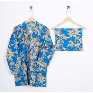 Conjunto de Pijama de Algodón con Diseño Floral Elegante y Sencillo, Estampado a Mano, Ropa de Dormir Transpirable para Mujer, Ligera, para Verano - Product Image 3