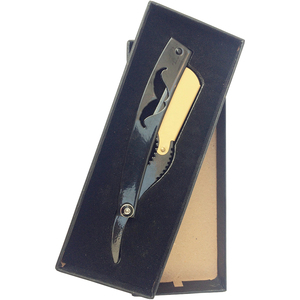 Navaja de barbero plegable profesional con caja, de acero inoxidable, de una sola hoja, para afeitar la barba de los hombres. - Product Image 1