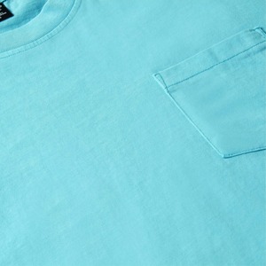 Camiseta de Algodón Turquesa para Hombre, Corte Regular, Cuello Redondo, Manga Corta, Informal, Color Sólido, Tejido de Punto Jersey, Teñido Liso - Product Image 4