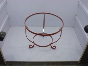 <b>Iron</b> Powder Coated Wire Coffee <b>Table</b> with Glass Top Luxury Antique Design - Product Image 1