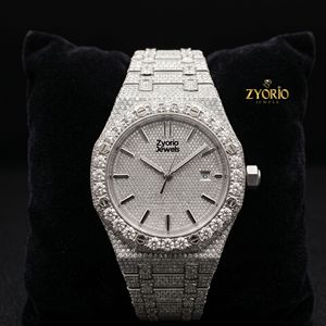 Reloj de Lujo con Incrustaciones de Moissanita para Hombre – Reloj Hip Hop de Acero Inoxidable con Diamantes Completos – Reloj Personalizado con Moissanita VVS - Product Image 1