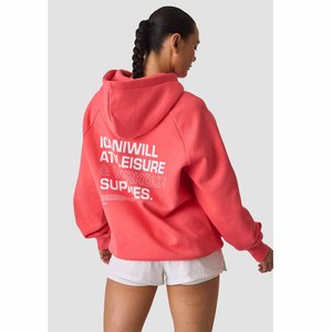 Women's <b>Coral</b> Hooded Fleece Sweatshirt Full Sleeve With Pockets Front Logo Casual Autumn Wear - Product Image 2