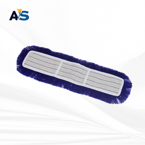 A&S Durable 5x24 Blue Dust <b>Mop</b> Cotton Thread Cut-End Design Blue Fringe Backing Self-Wringer Aluminum Pole Reusable Multi-Floor - Product Image 2