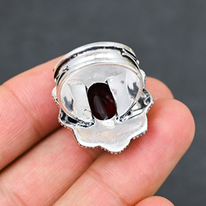 Hot Selling LAB-CREATED Red <b>Garnet</b> 925 Sterling Silver Beautiful Pear Stone <b>Ring</b> Handmade Turquoise Gemstone Wedding Jewelry - Product Image 3