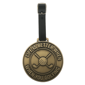 Étiquettes personnalisées en métal pour sacs de golf, souvenirs de club sportif, marque et nom. - Product Image 1