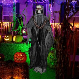 Figura di Grim Reaper di 6,4 Piedi con Occhi Illuminati e Suoni Terrificanti, Decorazione per Halloween - Product Image 4