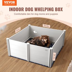 Caja de Parto para Perros de 59.8 x 59.8 x 24.0 Pulgadas, Jaula para Mascotas, Caja de Parto para Cachorros con Rieles para Uso en Corrales de Parto - Product Image 2