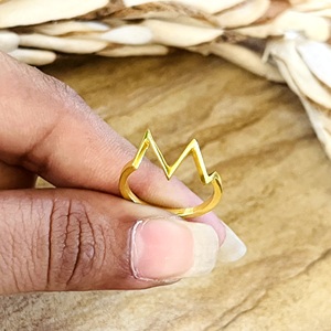 Buyer Favorite Geometric Wave <b>Ring</b> Minimalist Brass <b>Ring</b> for Women 18k Gold Plated <b>Dainty</b> Chevron Jewelry for Wholesale/OEM/ODM - Product Image 2