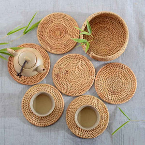 Assiette en rotin écologique du Vietnam, en bambou naturel tressé, motif floral classique TUYET DUNG, vente en gros - Product Image 6