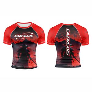 Maillot de compression à manches courtes pour hommes, sublimation MMA, couche de base personnalisée, vêtements d'entraînement de grappling imprimés sur mesure, OEM - Product Image 1