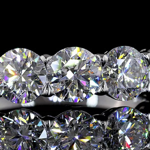 Anillo de Eternidad con Diamantes Cultivados en Laboratorio, Engaste de Garras Compartidas, Bañado en Rodio, para Boda o Compromiso, en Oro de 10K, 14K, 18K, Plata 925, 935 - Product Image 2