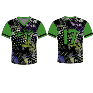 Maillot de volley-ball sublimé Team Roman à col en V, imprimé camouflage vert et noir, anti-humidité, respirant, en polyester, pour adulte, devant - Product Image 4