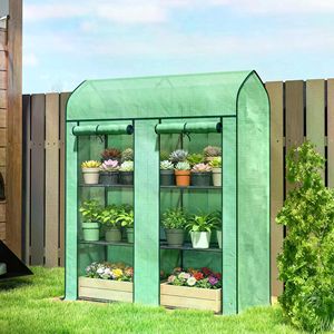 Grande Serra da Giardino Moderna Pop-Up in Acciaio Zincato con Telaio in Legno/Acciaio e Materiale in PVC/Vetro per la Crescita delle Piante all'Aperto - Product Image 1