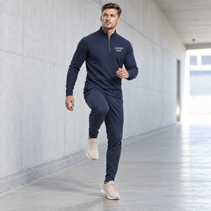 Bulk Wholesale Men's Quarter <b>Zip</b> Active Top Lightweight Polyester Breathable Sportswear <b>Shirt</b> Fitness Activewear Supplier - Product Image 5