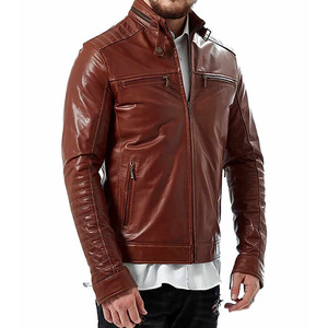 Chaqueta de Cuero Genuino para Hombre con Corte Moderno y Forro Interior Suave y Cómodo, Chaqueta de Cuero de Moda para Hombre con Bolsillos - Product Image 1