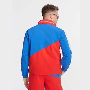 <b>Men's</b> Color Blocking Track <b>Jacket</b> Set Red Blue White <b>Summer</b> Sporty Quick Dry Knitted Outerwear Short Sleeve Two Piece - Product Image 2