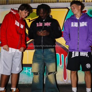 Chándales acampanados de algodón Y2k 100% de alta calidad con logotipo personalizado OEM, sudadera ligera con capucha y cremallera con estampado de invierno y sartenes acampanados - Product Image 3