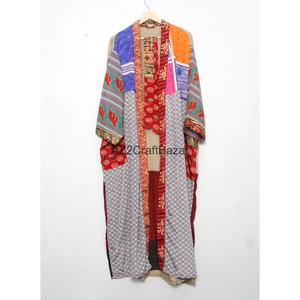 Robe Kimono 100% Soie pour Femme, Respirante, Séchage Rapide, avec Cordon de Serrage, Longueur Intégrale, Imprimée, Col en V, Douce, pour Automne, Été, Printemps - Product Image 2