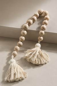 Chaîne de perles en bois artisanales d'inspiration vintage pour étagère, accent décoratif pour chambre et salon - Product Image 2