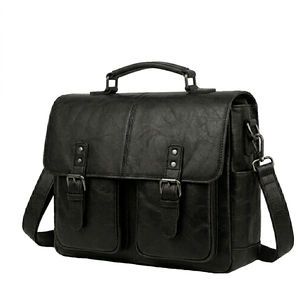 Bolso de Mano Estructurado de Cuero Genuino Vintage para Portátil, con Cierre y Correa Cruzada, Duradero, Clásico, para Oficina y Viajes, para Mujer - Product Image 1