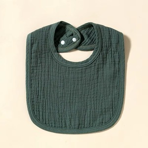 Baby Bib Gray Cotton Muslin Ribbed Texture Adjustable <b>Snap</b> Closure Simple Design for Infants Feeding Protection - Product Image 4