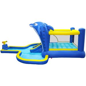 Parque Acuático Inflable 8 en 1 para Jardín Exterior con Tobogán, Casa de Brinco, Aspersor de Delfines y Juegos de Habilidad - Divertidas Instalaciones de Entretenimiento Acuático - Product Image 6