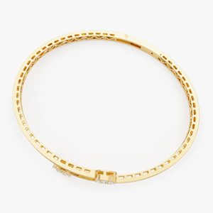 Yellow Gold 14K Double Row Cluster Lab Grown Diamond Filled Luxury Open <b>Bangle</b> <b>Bracelet</b> - Product Image 6