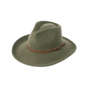 Sombrero Vaquero Unisex de Lana Oliva a Rayas, Ala Ancha, Casual, para Adultos, 56-58CM, Primavera, Otoño, Playa, Aire Libre, Transpirable, Resistente al Viento, Modelo HN-3072 - Product Image 6