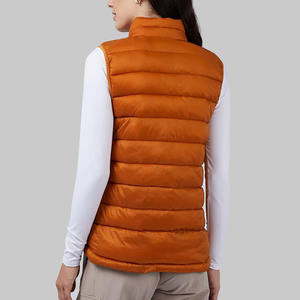 Chaleco Acolchado con Cierre y Cuello Alto Color Naranja para Hombre, Ropa de Abrigo Informal Resistente al Viento, Sin Mangas, para Otoño - Product Image 3