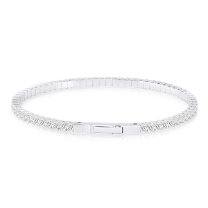 BRILLIANT DIAMANT Brazalete de Tenis de Lujo Flexible para Mujer, Chapado en Rodio, con Diamantes Cultivados en Laboratorio de Oro de 14K, 3.6 CT, Blanco D, Corte Brillante, IGI - Product Image 1