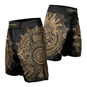 Pantalones cortos MMA para hombre, estampado de ondas, cintura elástica, entrenamiento de gimnasio, kickboxing, ligeros, de secado rápido, coloridos, para artes marciales mixtas - Product Image 1