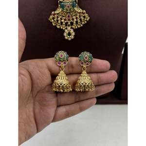 Indian Ethnic Renuka Premium Gold Plated <b>Bridal</b> Chorski <b>Necklace</b> & <b>Earring</b> <b>Set</b> - Product Image 3