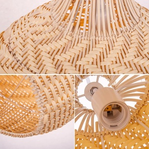 Wholesale Rattan Pendant Lampshade Handwoven Hanging <b>Light</b> Natural Woven Lamp <b>Shade</b> for Living Room <b>Kitchen</b> Decor OEM ODM - Product Image 5