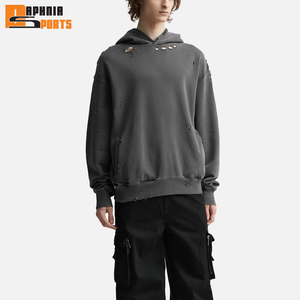 Sweat-shirts à capuche vintage délavés en coton French Terry 350 g/m² pour hommes, avec logo personnalisé, impression numérique hiver, style streetwear hip-hop - Product Image 5