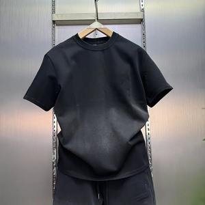 Ensemble décontracté homme de haute qualité effet délavé, ensemble complet tendance, haut et pantalon teints, confortable, 2 pièces (t-shirt et pantalon) - Product Image 4