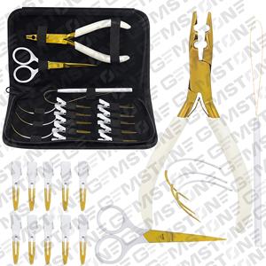 Kit d'outils d'extensions de cheveux réutilisables durables or blanc/noir mat pinces en acier inoxydable Micro anneaux boucle aiguilles pinces à cheveux - Product Image 6